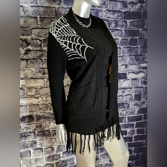 RARE! Spider Web Black Cardigan Sweater from Too Fast - Picture 9 of 13